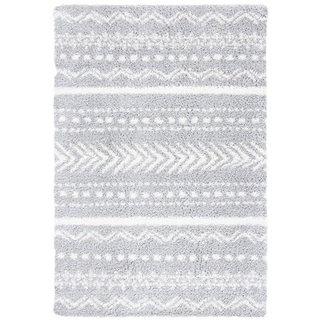 Safavieh Parma Shag Power Loomed Rectangle Area Rug; Grey & Ivory - 4 x 6 ft. PMA542F-4